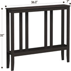 ELYKEN Bamboo 2-Tier Narrow Console Table, 36.2" Long Slim Sofa Table Behind Couch for Entryway, Hallway, Living Room, Brown