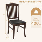 GOFLAME Wooden Dining Chairs Set of 2, Upholstered Kitchen Chairs with PU Leather Seat and Slatted Backrest, Armless Side Chairs with Rubber Wood Frame for Dining Room, Living Room, Restaurant