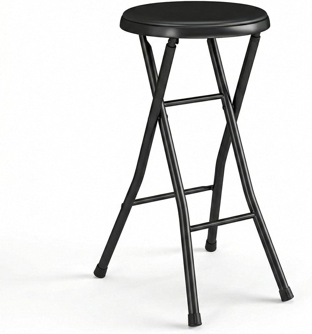 Folding Stool,Back 24-Inch Stool,Portable Stool,with 200lb Capacity for Kitchen or Rec Room - Portable Indoor Counter Bar Stools