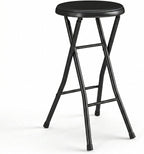 Folding Stool,Back 24-Inch Stool,Portable Stool,with 200lb Capacity for Kitchen or Rec Room - Portable Indoor Counter Bar Stools