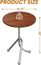 Round End Table - 15.8" Living Room Modern Side Table with Metal Base, Accent Tray Nightstand for Small Spaces, Wooden Circle Sofa Tables, Small Coffee Tables for Living Room Bedroom Office, Walnut