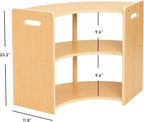 OOOK 2-Tier Montessori Book Shelf, Corner Arc Cabinet with Open Access, Montessori Furniture for Kids Room, Playroom, Nursery, Classroom, Kindergarten