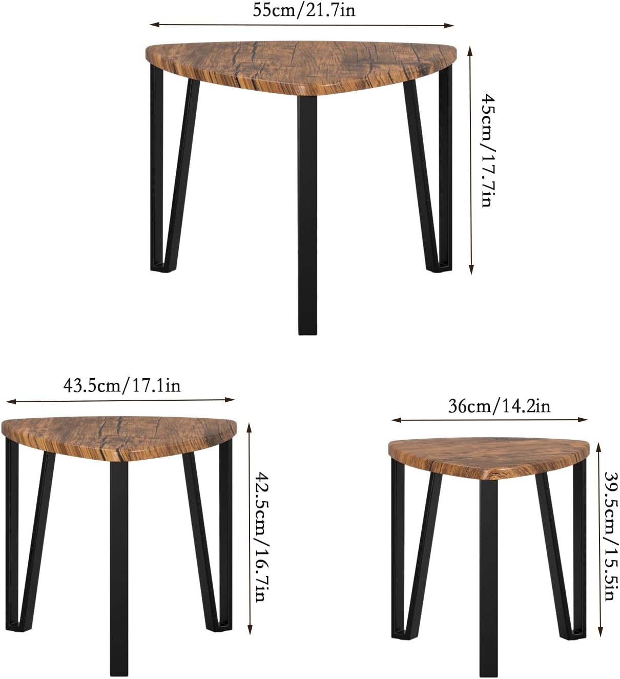 SOMY Nesting Coffee Tables End Table Sets Set of 3 Vintage Side Tables, Nightstand Modern Furniture Table Sets for Home Office Bedroom-Rustic Brown