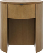 Nathan James Shay Solid Wood Nightstand, Modern Bedside Table with Drawer, Contemporary Rounded Nightstand Table for Bedroom, Light Brown Set of 2