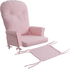 Boshen 5PCS Glider Rocker Replacement Cushions with Ottoman Cover, Tufted High Back & Teddy Plush Rocking Chair Cushion Set, Thickened 3.5'' Glider Cushions with Side Pockets for Indoor Nursery, Pink