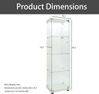 Glass Display Cabinet with Lights - 64.7" Tall Curio Cabinets with Glass Doors & 4 Shelves - LED Action Figure Display Case, Lighted Display Cabinet (White)