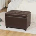 Asense 24-Inch Storage Ottoman Bench,Foot Stool Ottoman with Storage, Faux Leather Upholstered Foot Rest Seat with Safety Hinge,Wood Legs Stool for Living Room, Bedroom,Entryway,Chocolate Brown