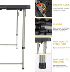 4FT Folding Table Heavy Duty 350 LBS, 3 Adjustable Heights Fold-in-Half Portable Table with HDPE Waterproof Top for Camping, Party, Craft, Card Game - Coffee Table to Dining Height, Indoor Outdoor