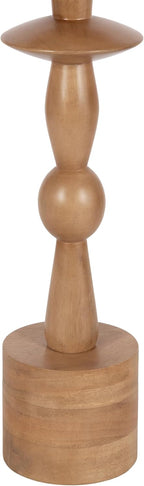 Kate and Laurel Avenal Modern Round Mango Wood Drink Table, 9 x 9 x 22, Natural Wood, Mid-Century Mini Pedestal Table with Totem-Inspired Design for Indoor Plant Stand or Small Bedroom Nightstand