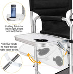 mefeir 31" Tall Folding Directors Chair with Side Table Storage Bag,Portable Makeup Artist Bar Height, Aluminum Frame 300 lbs Capacity, 19.2" D x 23.6" W x 45.6" H