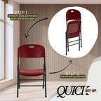 2-Pack Heavy Duty Plastic Folding Chair, 450 lbs Capacity Foldable Chairs for Indoor Outdoor, Stackable Portable Seating for Party, Wedding, Patio, Backyard, Office (Red)