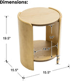 DUOMAY Wood Side Table, 15.5" Wide Round End Table with Storage Shelf Mid Century Modern Bedside Table for Living Room Apartment, Natural Oak Color