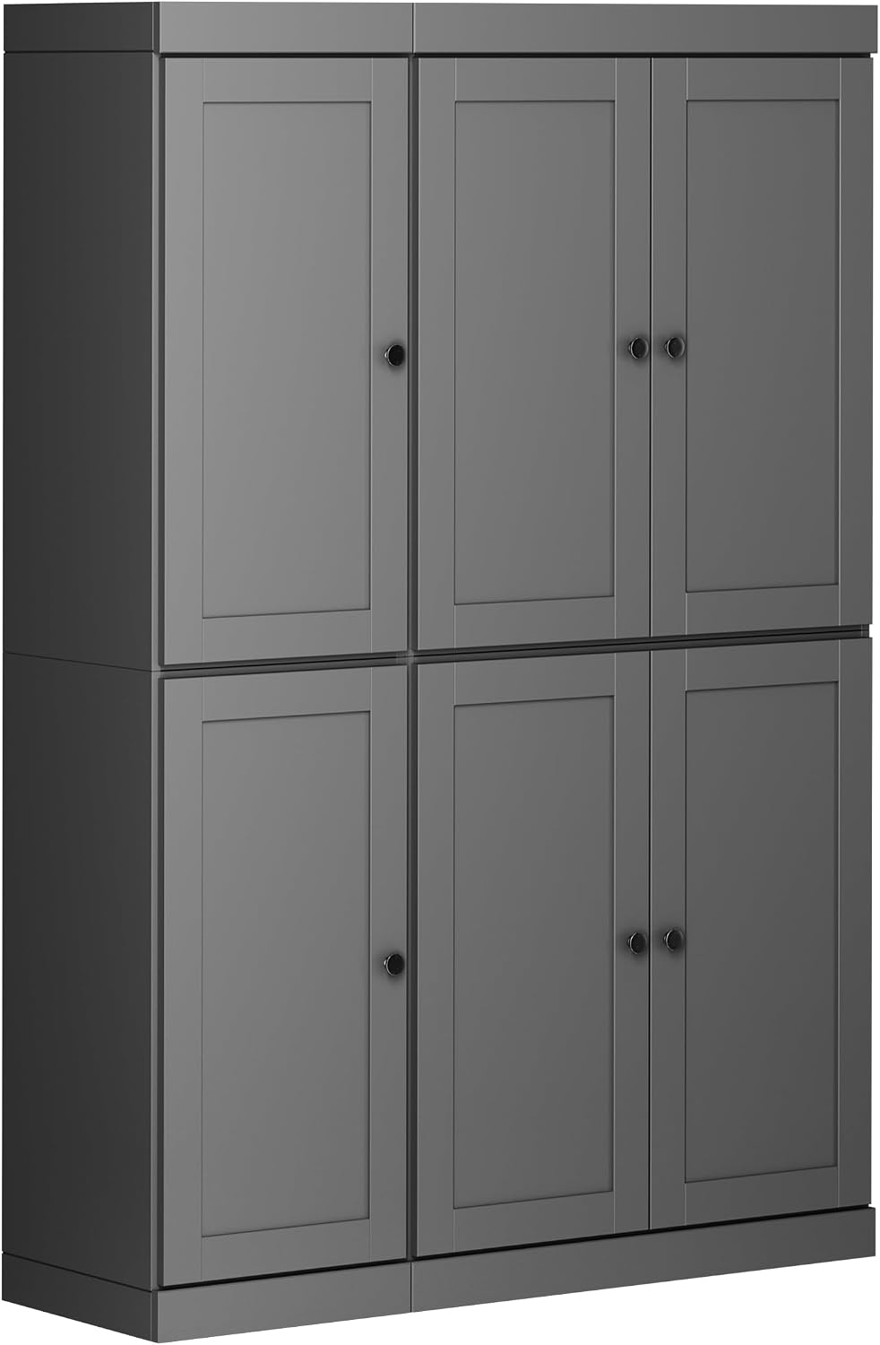 Palace Imports Solid Wood Kitchen Pantry Cabinet 71.5" Tall, 48.5" Wide – Wooden Storage Cabinet w/ 6 Shaker Doors & 8 Adjustable Shelves – Gray, 100% Renewable Eco-Friendly Wood, Made in Brazil
