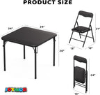 JOYMOR Kids Folding Table and Chairs Set, 5-Piece Metal Frame Activity Set with Easy-Fold Design for Playroom & Classroom (Black)