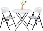 VINGLI Folding Chairs, Heavy Duty Foldable Chair Portable HDPE Plastic Seat with Steel Frame for Indoor Outdoor Dinning Party Wedding School Use, White, 4 Pack