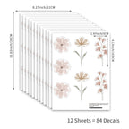 YouRfocus Daisy Wall Decals | 84 PCS Boho Flower Stickers for Girls' Rooms, Playrooms, and Nurseries | Dual Layer Print for High Coverage | Removable Peel and Stick Wall Decor (Pink-B) | 12 Sheets