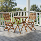 Tangkula 26-Inch Acacia Wood Outdoor Dining Table, Folding Round Patio Bistro Table with Slatted Tabletop & X-Shaped Frame, Outside Dining Table for Porch, Garden, Backyard, Poolside