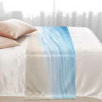 Bed Runner Scarf for King Size Bed, Blue Summer Beach Beds Scarf Throws for Foot of Bedding, Coastal Ocean Nautical Seaside Decorative Beds Runners for Bedroom Guestroom, 94"x20"