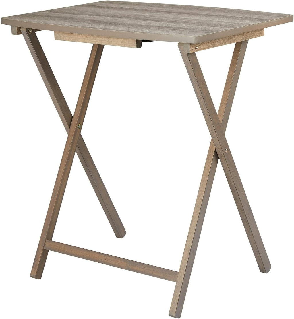 Folding Tray Table Rustic Gray Wooden Oversized TV Tray Table Portable Foldable Side Table Laptop Desk for Living Room Bedroom Small Spaces No Assembly Required