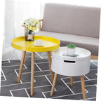SUPVOX Modern Small Round Nordic Sofa Side Table, Yellow Mini Creative Indoor Coffee End Table for Living Room and Balcony