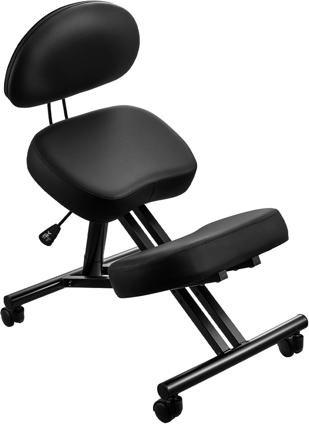 VEVOR Ergonomic Kneeling Chair with Backrest & Wheels, Mobile X-Shaped Posture Knee Chair with Adjustable Height & Thick Foam Cushions, Relief for Neck or Back Pain for Home, Office, Meditation, Black