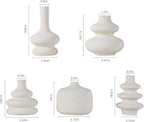 JOJUNO White Bud Vases, Small Ceramic Vase Set of 5, Mini Pottery Vases for Flowers, Decorative Vases for Home Modern Decor, Boho Decor, Chic Vases for Living Room Dining Table Shelves