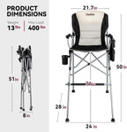 Foldable Directors Makeup Salon High Chair - Portable Camping Bar Height Folding Photoshoot Chairs with Stroage Bag Cup Holder Non-Slip Footrest, Supports 400 lbs Black Tall Director Chair