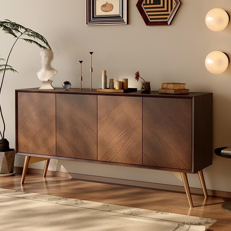 Entryway Cabinet Solid Wood Dining Sideboard Living Room Wall Storage Cabinet Retro Entrance Hall Cabinet Sideboard Storage Cabinet(180cm)