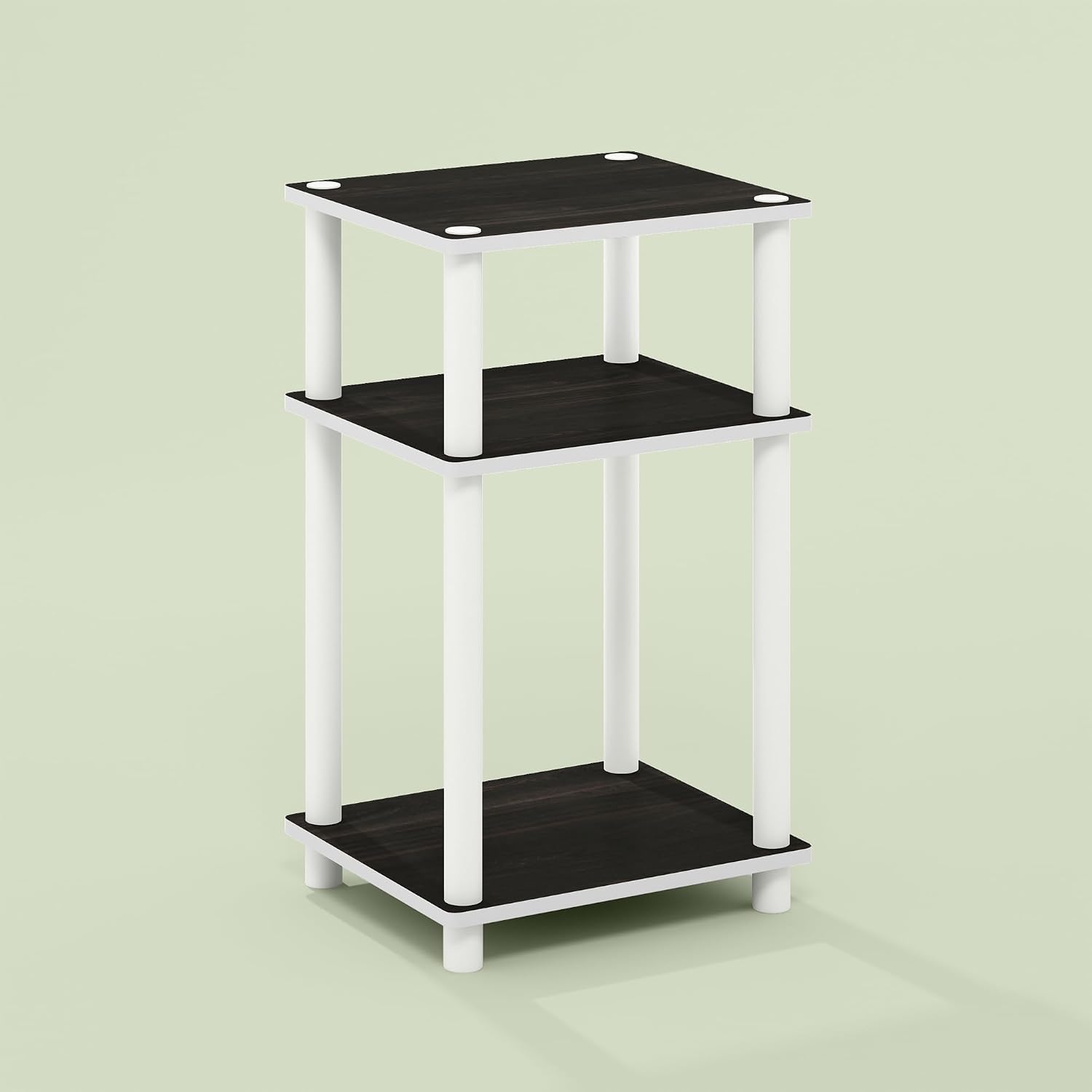 Arau End Table, Side Table, Nightstand, with 2 Tier Open Shelves for Living Room, Bedroom, 1-Pack, White/White