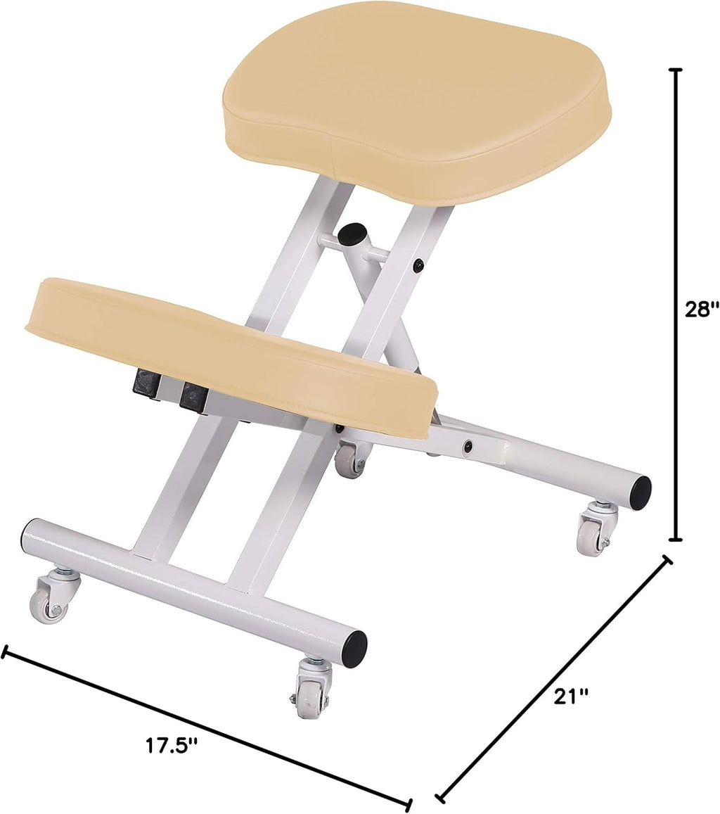 Master Massage Healthy-Star-Program Steel Posture Kneeling Chair with Back Support for Office –Metal Folding Posture Chair, Cream