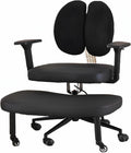 Rolling Cross-Leg Chair,Kneeling Chair with Backrest,Ergonomic Posture with Armrests,45-60cm Adjustable Positions,for Office Home(Size-2)