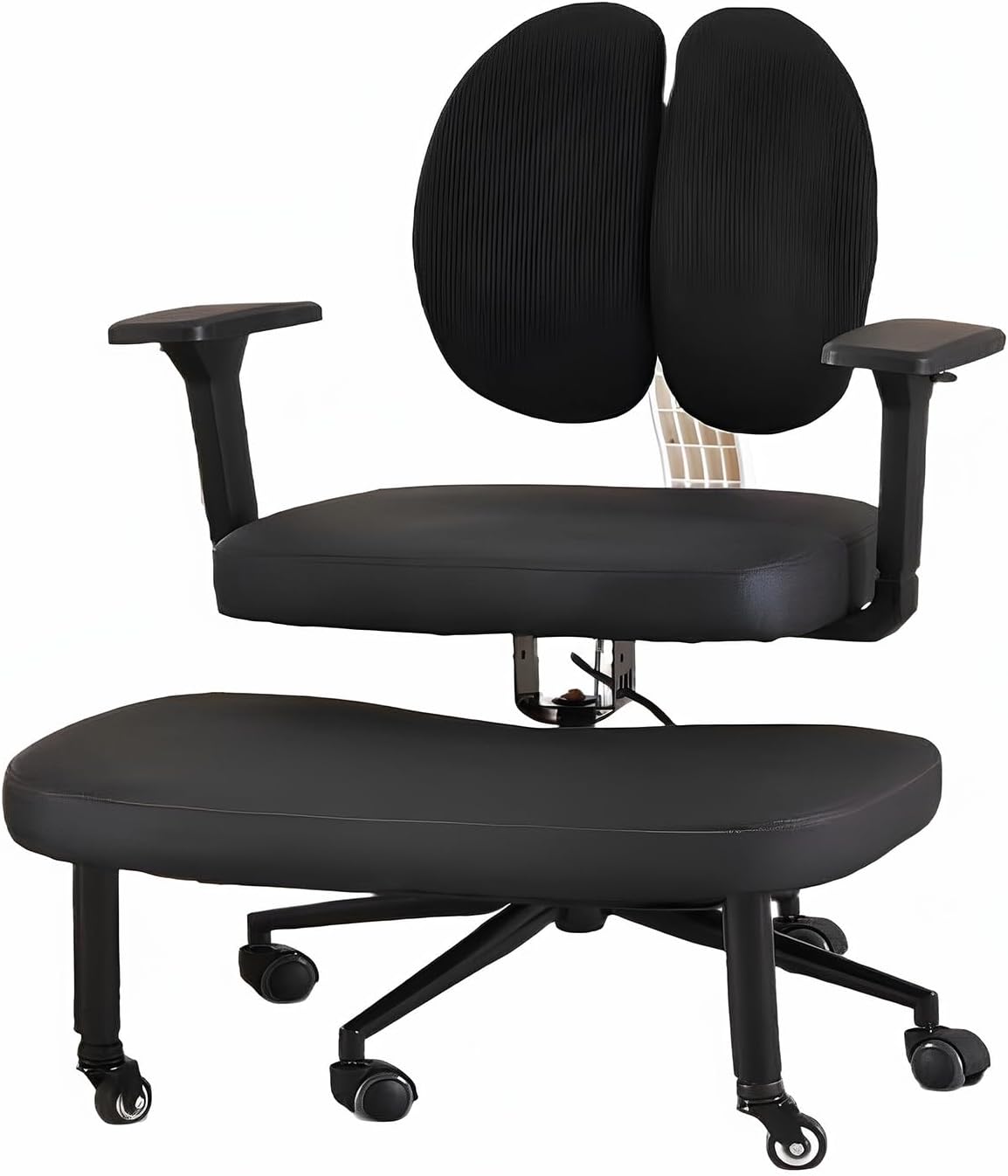 Rolling Cross-Leg Chair,Kneeling Chair with Backrest,Ergonomic Posture with Armrests,45-60cm Adjustable Positions,for Office Home(Size-2)