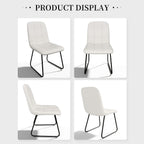 HIPIHOM Faux Leather Dining Chairs Set of 4, Modern Upholstered Kitchen Chairs with Curved Backrest and Metal Legs, PU Leather Dining Room Chairs for Kitchen Living Dining Room Set of 4 White