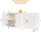 ONBRILL 60" Sideboard Buffet Cabinet, Large Credenza Storage Cabinet, Modern Console Table with Doors and Shelves, White Coffee Bar for Living Dining Room Kitchen Hallway