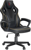 HapGIFT Gaming Chair, Ergonomic Computer Gaming Chairs with Link Armrest, PU Leather Video Game Chairs for Adults Teens, Height Adujustable Racing Style PC Chair for Home, 300LBS (BLACK)