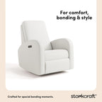 Storkcraft Santa Monica Power Recliner Swivel Glider (Ivory Basketweave) – Effortless Electronic Power Recline, USB-A & USB-C Charger