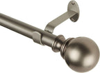 Elrene Home Fashions Cordelia Adjustable Single Curtain Rod with Globe Ball Finials, 1 Inch Diameter, Antique Pewter, 48"-86"