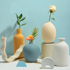 Ceramic Vase Set of 4,Small Vases for Dried Flowers&Pampas Grass,Vase for Home Decor,Modern Farmhouse Decor,Morandi Color Ceramics Decoration for Centerpieces for Tables
