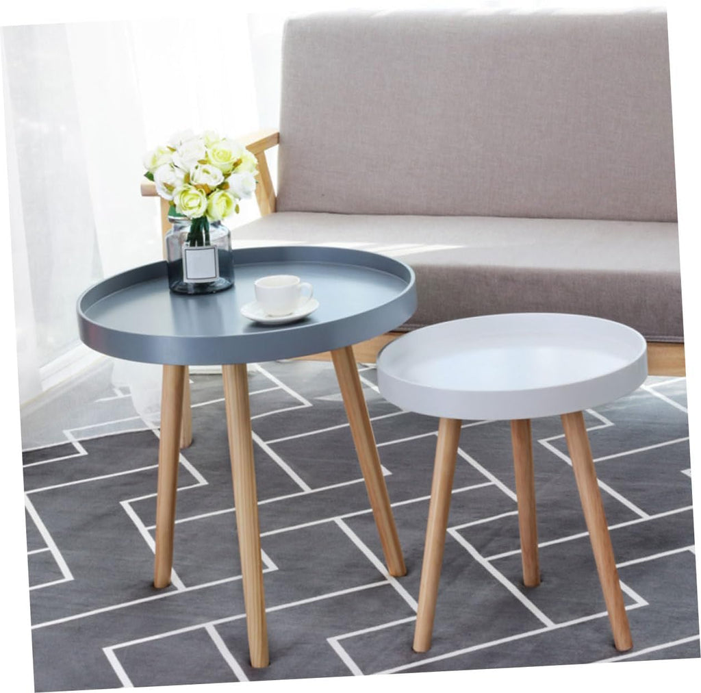 Modern Small Round Tea Table White Mini Sofa Side Table Bedside Decorative for Living Room