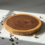 Natural Solid Wood Slab Side Table Top 15.7"x15.7"x1.96" Round Handmade Live Edge Handcrafted Plate Wooden Board for DIY Epoxy Resin End Table Slice Slab Untreated Wall Home Décor