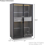 roomfitters 60.6'' Display Cabinet with Glass Doors, Freestanding Pantry Storage Cabinet with Adjustable Shelves for Home, Grey