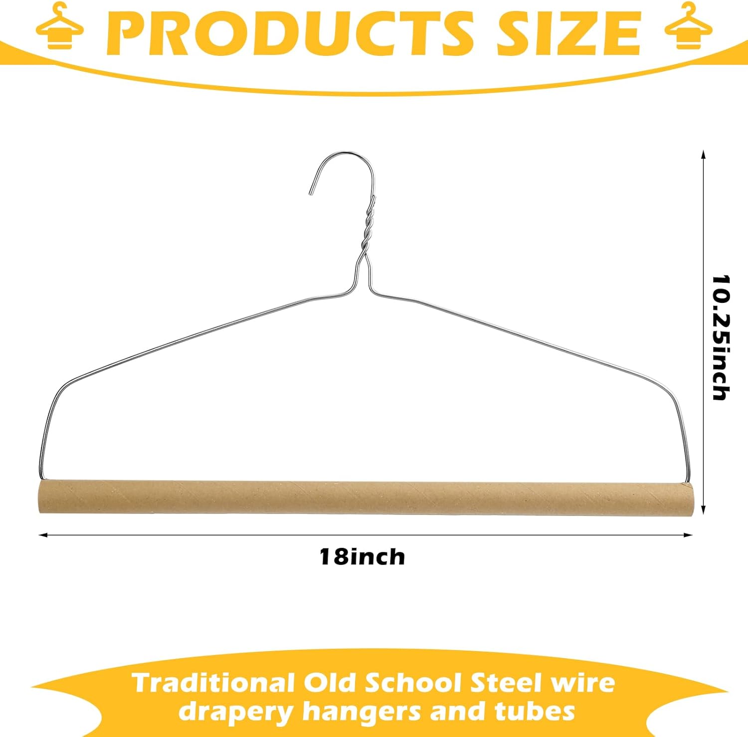 Didaey 5 Sets Heavy Duty 18" Drapery Hangers with Strong 10.5 Gauge Alloy Steel Wire for Heavy Items (Silver)
