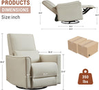 Jojoka Swivel Rocking Recliner Chair, Manual PU Leather Glider Recliner with Lumbar Support, Padded Armrest, High Weight Capacity Single Rocker Sofa for Nursery Living Room Bedroom