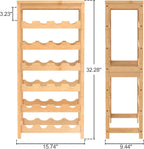 Wine Rack Free Standing Floor,6 Tier 24 Bottles Floor Wine Storage Shelves | Bamboo Wine Rack with Table Top,Wine Organizer Shelf for Kitchen Dining Room Bar,Easy-Assembly
