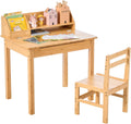 UNICOO Bamboo Toddler Desk and Chair Set with Lift-Top Storage, Kids Study Table with Hutch and Bookshelf, Writing Reading Art Desk for Boys and Girls Ages 3-8