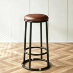 Heavy-Duty Round Stool, Commercial Stainless Steel Stool, Office Three-Ring High Chair, for Pub Coffee Home Dinning Kitchen Island(Browns,75cm/30in)