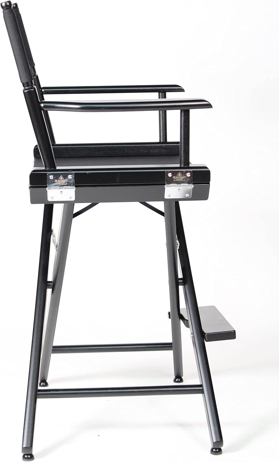 Filmcraft Professional Grade Studio Director's Chair Medium Seat Height (24 inch) with Black Finish and Black Canvas