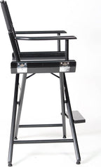 Filmcraft Professional Grade Studio Director's Chair Medium Seat Height (24 inch) with Black Finish and Black Canvas