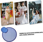 Folding round Hand Fan Portable Collapsible Handheld Fan Navy Blue 25cm for Weddings Summer Party Favor