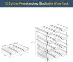 Plastic Water Bottle Organizer and Wine Rack Storage Holder,4 Tier 12 | Containers Stackable Free-Standing Bottle Storage Rack for Kitchen Countertops, Table Top, Pantry, Cabinets, Fridge - Clear
